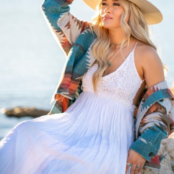 Pleated Maxi Western Boho Dress - Picture 2 of 7